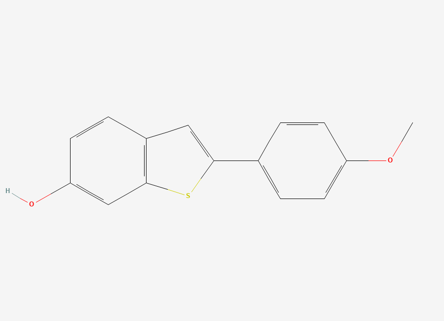 Two-dimensional chemical structure of 2-(4-Methoxyphenyl)benzothiophene-6-OL