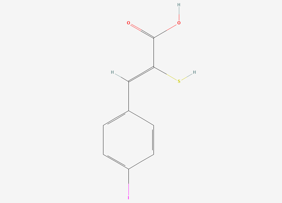 Two-dimensional chemical structure of (2Z)-3-(4-Iodophenyl)-2-mercapto-2-propenoic acid