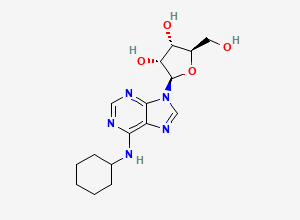 Two-dimensional chemical structure of (2R,3R,4S,5R)-2-(6-(Cyclohexylamino)-9H-purin-9-yl)-5-(hydroxymethyl)tetrahydrofuran-3,4-diol