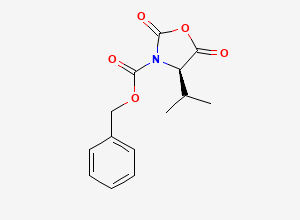 Two-dimensional chemical structure of (R)-benzyl 4-isopropyl-2,5-dioxooxazolidine-3-carboxylate