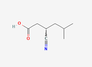 Two-dimensional chemical structure of (S)-3-cyano-5-methylhexanoic acid