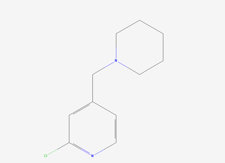 Two-dimensional chemical structure of 2-Chloro-4-(piperidin-1-ylmethyl)pyridine, CAS 146270-01-1
