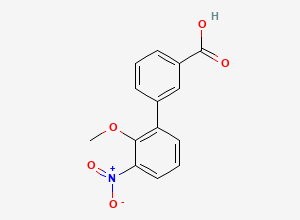Two-dimensional chemical structure of 2'-methoxy-3'-nitro-[1,1'-biphenyl]-3-carboxylic acid, CAS 376591-94-5
