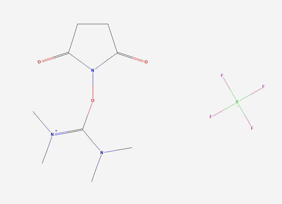 Two-dimensional chemical structure of 2-(2,5-Dioxopyrrolidin-1-yl)-1,1,3,3-tetramethylisouronium tetrafluoroborate