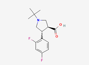 Two-dimensional chemical structure of (3S,4R)-1-tert-Butyl-4-(2,4-difluorophenyl)pyrrolidine-3-carboxylic acid