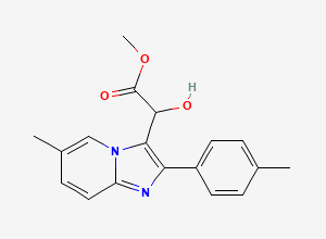 Two-dimensional chemical structure of Methyl 2-hydroxy-2-(6-methyl-2-(p-tolyl)imidazo[1,2-a]pyridin-3-yl)acetate, CAS 258273-49-3