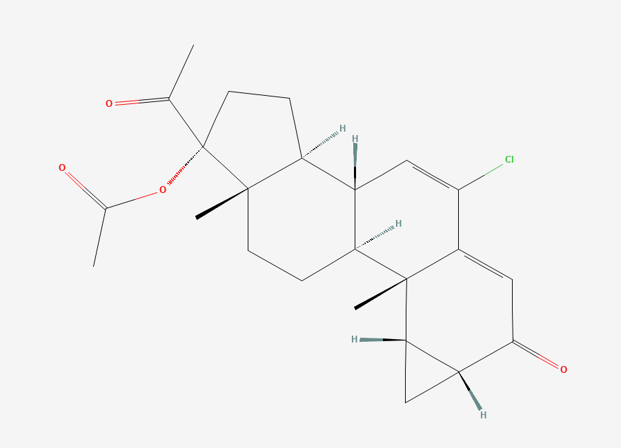 Two-dimensional chemical structure of Cyproterone Acetate, CAS 427-51-0