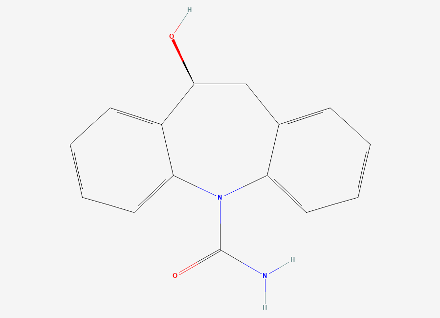 Two-dimensional chemical structure of Eslicarbazepine, CAS 104746-04-5