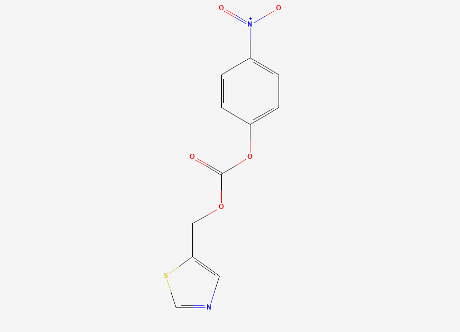 Two-dimensional chemical structure of (5-Thiazolyl) Methyl)-(4-Nitrophenyl) Carbonate, CAS 144163-97-3