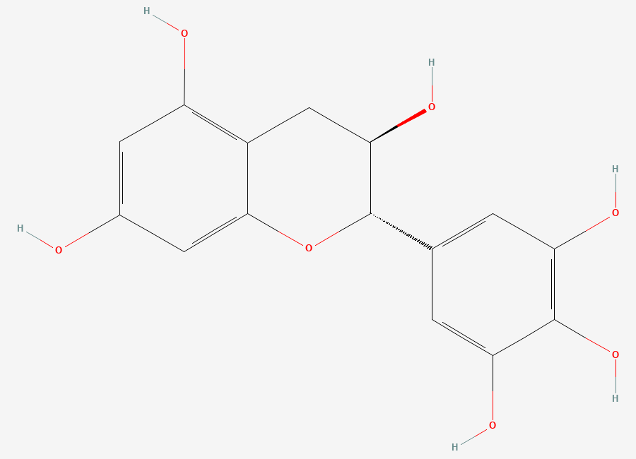Two-dimensional chemical structure of (-)-Gallocatechin