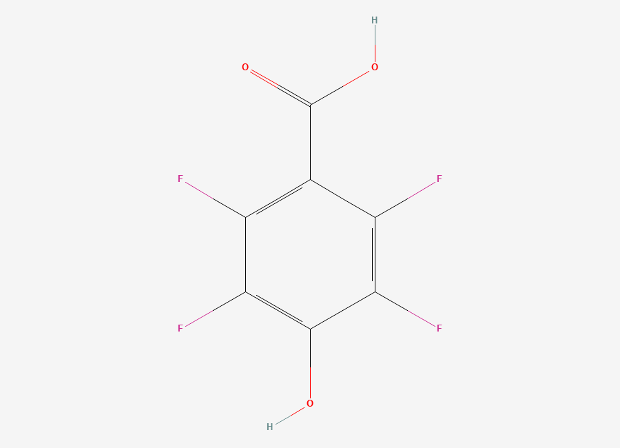 Two-dimensional chemical structure of 2,3,5,6-Tetrafluoro-4-hydroxybenzoic Acid, CAS 652-34-6
