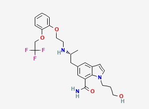 Two-dimensional chemical structure of Silodosin Dehydro Impurity, CAS 175870-21-0