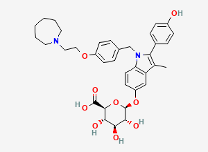 Two-dimensional chemical structure of Bazedoxifene-5-Glucuronide, CAS 328933-56-8
