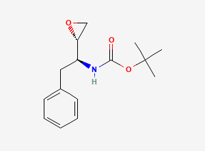 Two-dimensional chemical structure of (2S,3S)-3-Boc-amino-1,2-epoxy-4-phenylbutane, CAS 98737-29-2