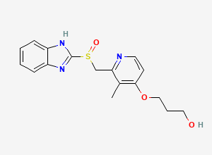 Two-dimensional chemical structure of Racemic-O-Desmethyl Rabeprazole Impurity, CAS 117976-94-0