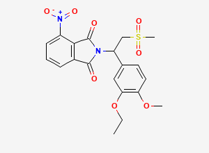 Two-dimensional chemical structure of 1H-Isoindole-1,3(2H)-dione, 2-[1-(3-ethoxy-4-methoxyphenyl)-2-(methylsulfonyl)ethyl]-4-nitro-