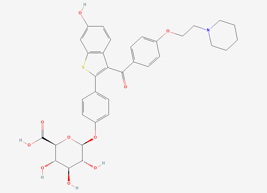 Two-dimensional chemical structure of Raloxifene 4'-Glucuronide, CAS 182507-22-8