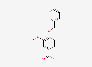 Two-dimensional chemical structure of 1-(4-Benzyloxy-3-methoxyphenyl)ethanone, CAS 1835-11-6
