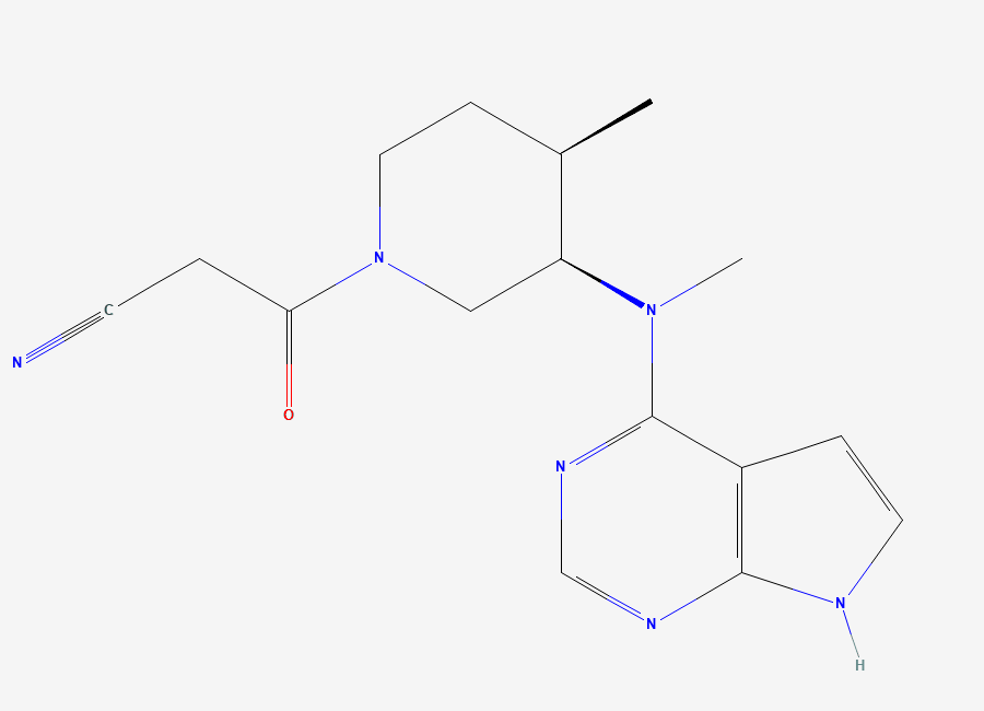 Two-dimensional chemical structure of Tofacitinib, CAS 477600-75-2