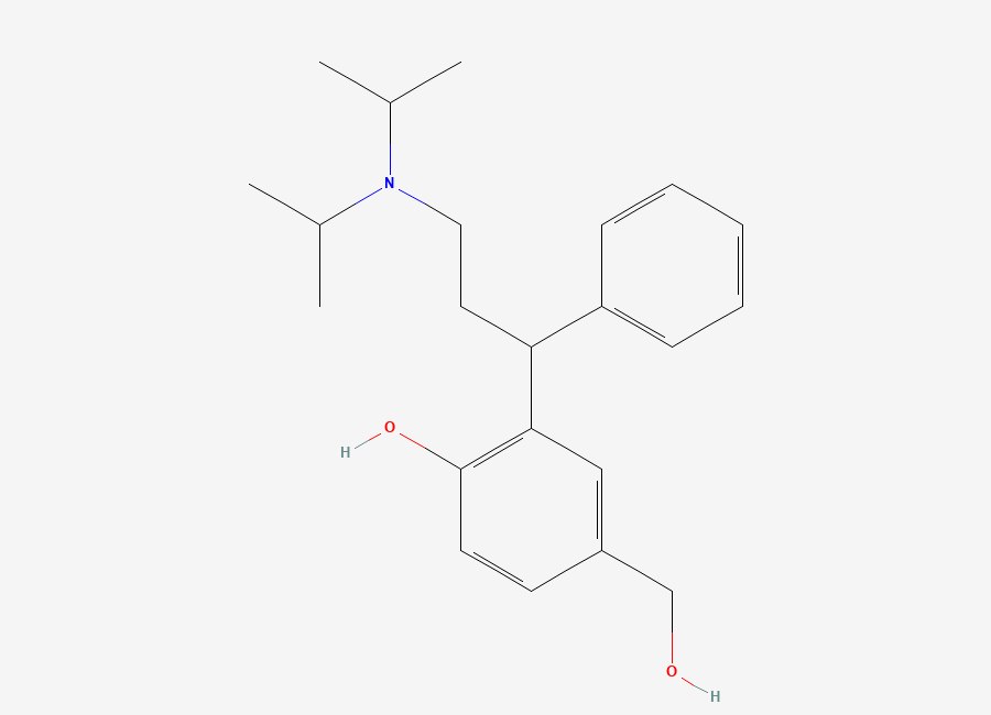 Two-dimensional chemical structure of 2-(3-(Di(propan-2-yl)amino)-1-phenylpropyl)-4-(hydroxymethyl)phenol