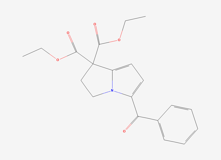 Two-dimensional chemical structure of Diethyl 5-benzoyl-2,3-dihydro-1H-pyrrolizine-1,1-dicarboxylate, CAS 140947-23-5
