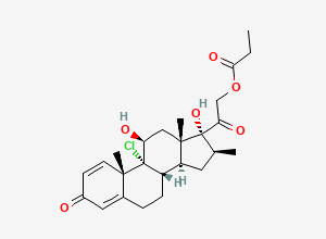 Two-dimensional chemical structure of Beclomethasone Dipropionate EP Impurity A / Beclometasone 21-Propionate, CAS 69224-79-9