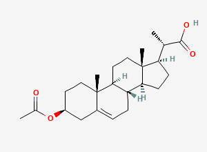 Two-dimensional chemical structure of Pregn-5-ene-20-carboxylic acid, 3-(acetyloxy)-, (3beta,20S)-(9CI), CAS 1474-14-2