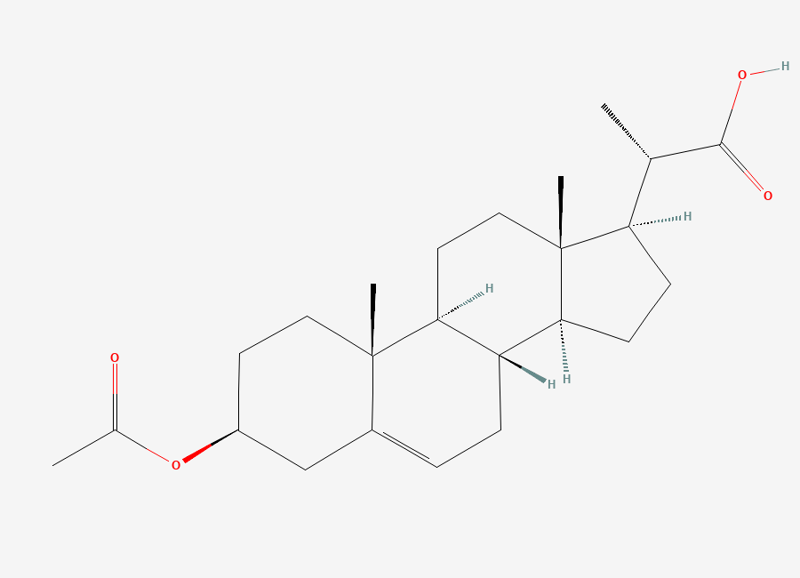 Two-dimensional chemical structure of Pregn-5-ene-20-carboxylic acid, 3-(acetyloxy)-, (3beta,20S)-(9CI), CAS 1474-14-2