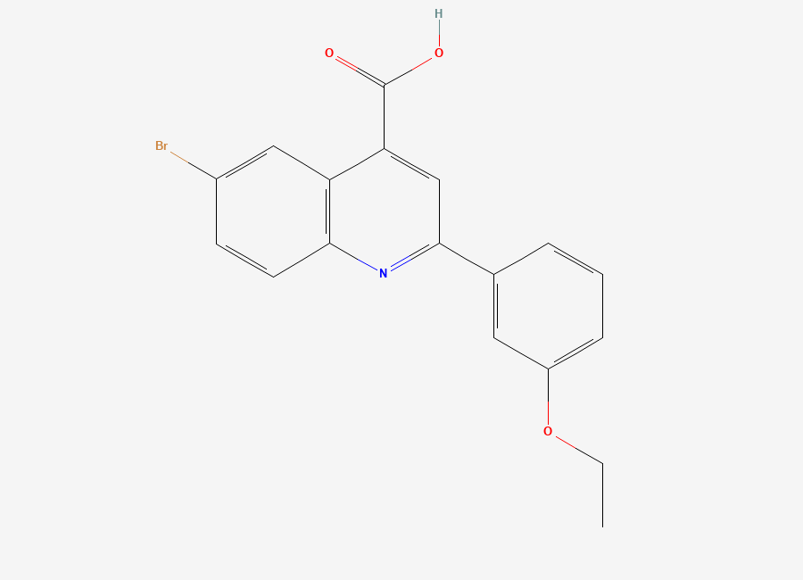 Two-dimensional chemical structure of 6-Bromo-2-(3-ethoxyphenyl)quinoline-4-carboxylic acid