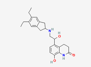 Two-dimensional chemical structure of 8-Hydroxy-5-[2-(5,6-diethyl-indan-2-ylamino)-1-hydroxy-ethyl]-3,4-dihydro-1h-quinolin-2-one