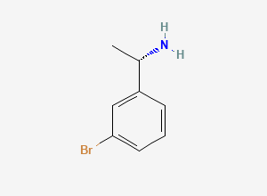 Two-dimensional chemical structure of (S)-1-(3-bromophenyl)ethanamine