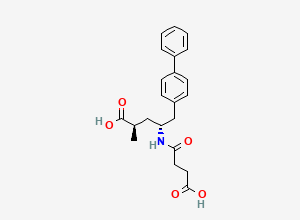 Two-dimensional chemical structure of (2R,4R)-4-(3-carboxypropanoylamino)-2-methyl-5-(4-phenylphenyl)pentanoic acid