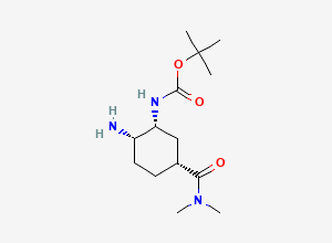 Two-dimensional chemical structure of Tert-Butyl ((1R,2S,5R)-2-amino-5-(dimethylcarbamoyl)cyclohexyl)carbamate, CAS 2081883-57-8