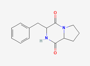 Two-dimensional chemical structure of (3S-trans)-3-benzylhexahydropyrrolo(1,2-a)pyrazine-1,4-dione