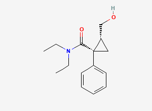 Two-dimensional chemical structure of (1S,2R)-N,N-Diethyl-2-(hydroxymethyl)-1-phenylcyclopropanecarboxamide