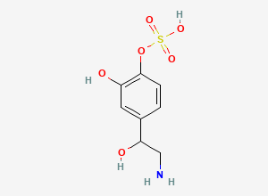 Two-dimensional chemical structure of 4-(2-Amino-1-hydroxyethyl)-2-hydroxyphenyl hydrogen sulfate, CAS 35538-87-5