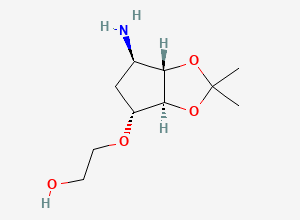 Two-dimensional chemical structure of 2-[[(3aS,4R,6R,6aS)-6-amino-2,2-dimethyl-4,5,6,6a-tetrahydro-3aH-cyclopenta[d][1,3]dioxol-4-yl]oxy]ethanol